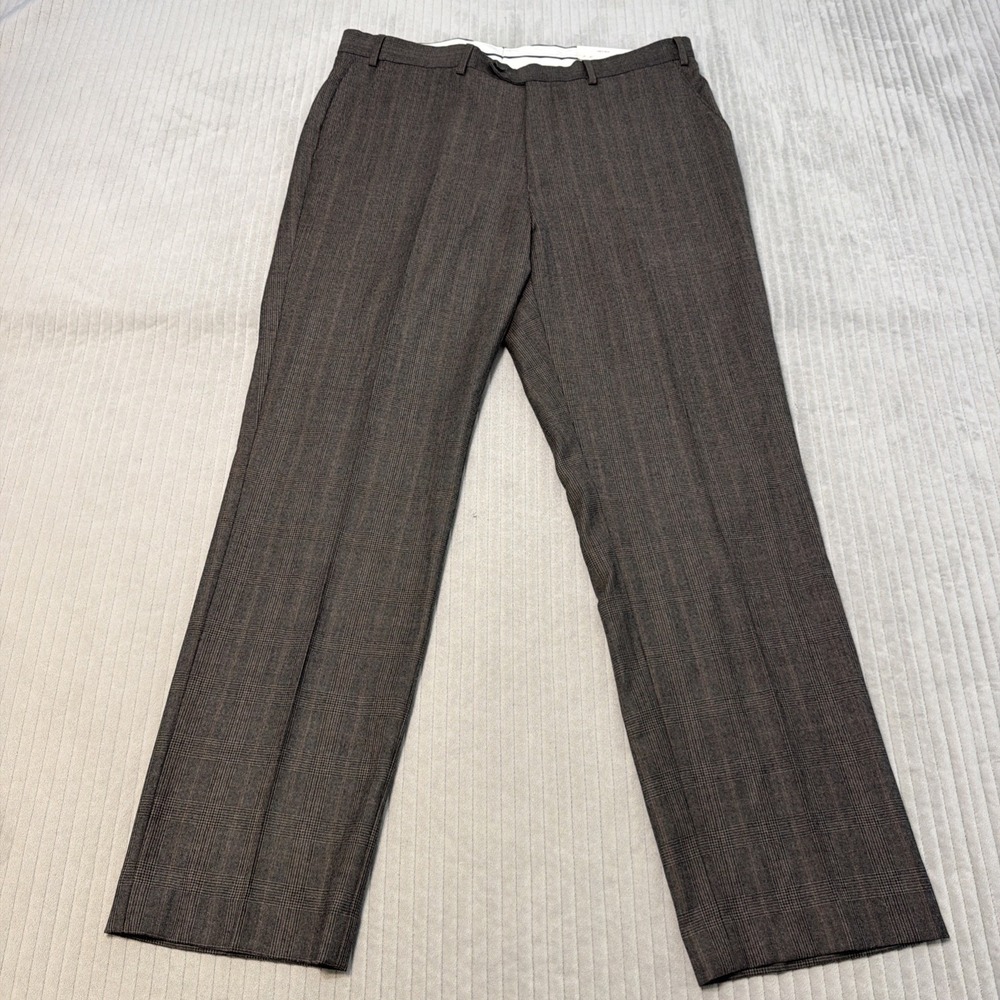 Lauren Ralph Lauren Mens Brown Solid Twill Dress Pants Flat Front 36x32 Pockets